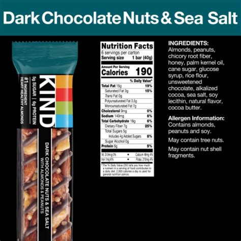 Kind Dark Chocolate And Sea Salt Nut Bars 6 Ct Frys Food Stores