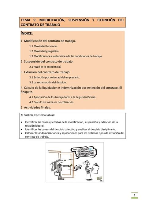 Tema Modificaci N Suspensi N Y Extinci N Del Contrato De Trabajo Pdf