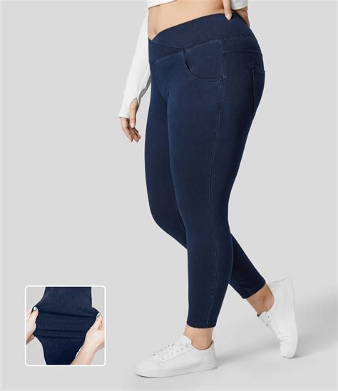 Frauen Halaramagic Plus Size Jeans Crossover Leggings Aus