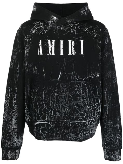 Amiri Black Hoodie With Tye Dye Pattern And Logo Modesens