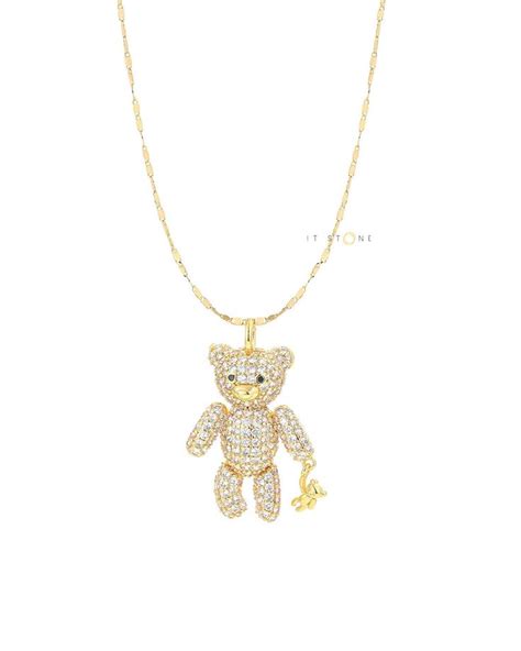 Colar Urso Teddy Cravejado It Stone Semi Jóias Diamantes naturais