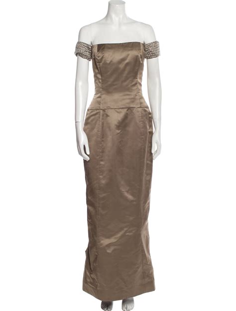 Vera Wang Off-The-Shoulder Long Dress - Neutrals Dresses, Clothing