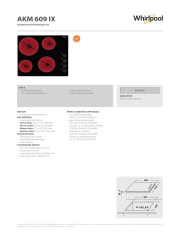 Whirlpool Akm Ix Hob Product Data Sheet Manualzz