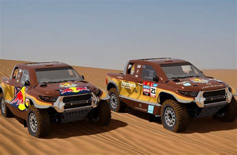 Chicherit and De Mévius with Toyota in the Rally Raid Dakar car