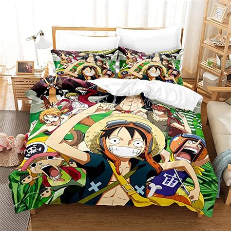 Anime One Piece Luffy Bedding Bed Set 3 Piece Kawaii Cute Cartoon Chopper Zoro Sanji Quilt Cover