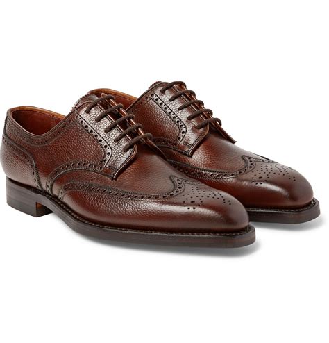 George Cleverley Henry Pebble Grain Leather Wingtip Brogues Brown