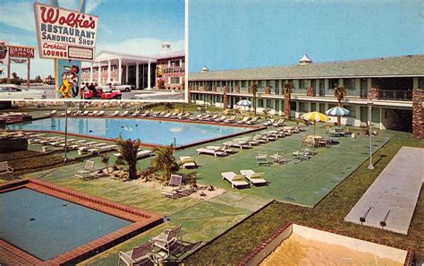 Cocoa Beach Florida 1960s Postcard Ramada Inn At Cape Kennedy Wolfies