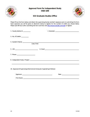 Fillable Online Ece Umd Approval For Independent Study Ece Fax Email