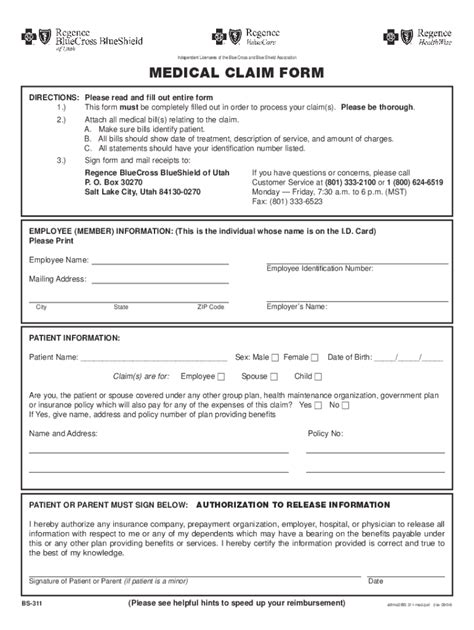 Fillable Online Anthem Blue Cross Blue Shield Claim Form Fax Email