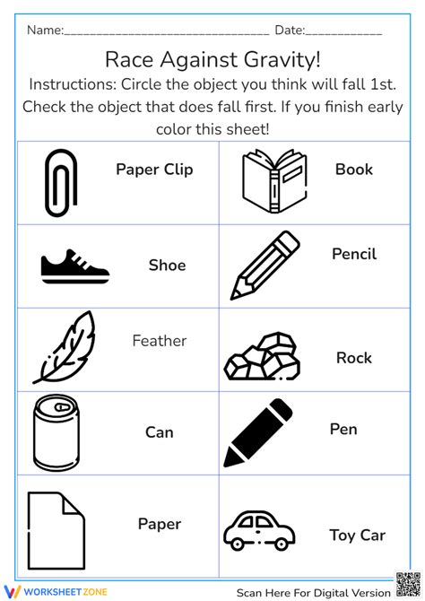 Free Printable Gravity Worksheets For Teaching Learning Worksheets