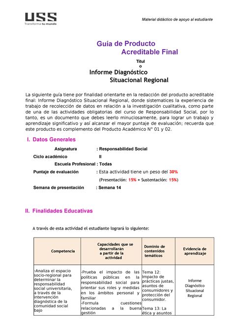 Responsabilidad Social Paf Material Did Ctico De Apoyo Al Estudiante