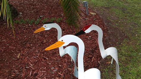 Egret Heron And Sandhill Crane Bobbing Bird Dancing Kinetic Whirligig