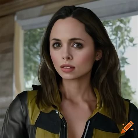 Actress Eliza Dushku Look Alike In Stylish Outfit High Angle View On