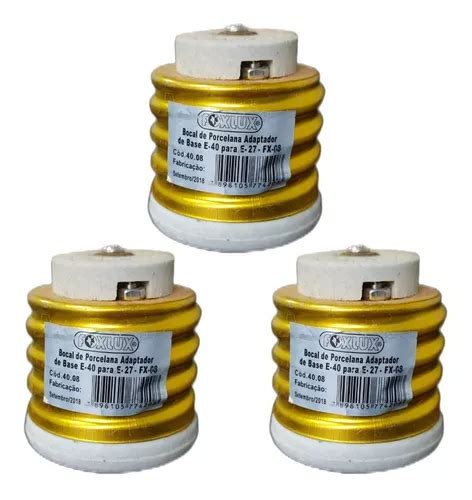 Kit 3 Adaptador Bocal Redução Soquete E40 Para E27 Porcelana