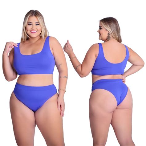 Plus Size Biquini Moda Praia Cores Ver O Bojo Detalhes Top Modelo Plus