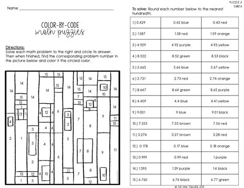 Color By Number Or Color By Code Rounding Decimals The Owl Teacher