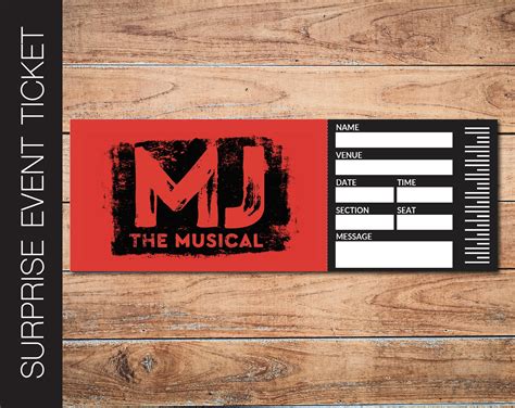 Printable Mj Broadway Surprise Ticket Editable Musical Etsy Australia