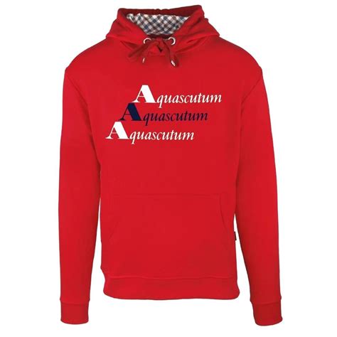 Aquascutum Triple Logo Sudadera Con Capucha Roja