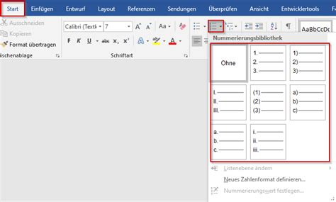 Word Nummerierungs und Aufzählungszeichen einfügen Office Lernen