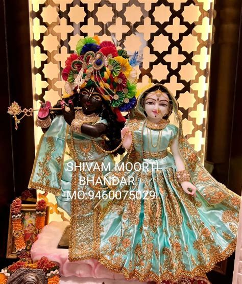 Black Painted Marbal Iskon Radha Krishna Ji Statue For Worship Size