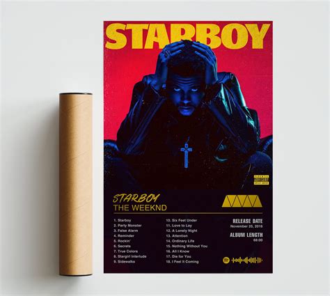 The Weeknd Poster Starboy Album Poster The Weeknd Etsy Canada