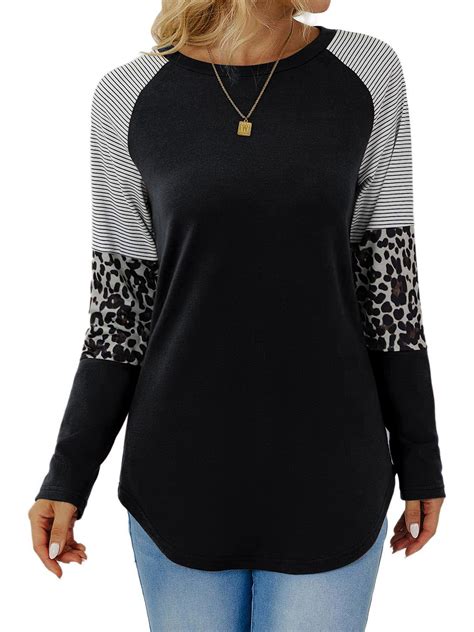 Temofon Long Sleeve Tops For Women Casual Fall T Shirts Crew Neck Loose