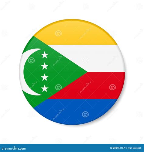 Comoros Circle Button Icon Union Of The Comoros Round Badge Flag D