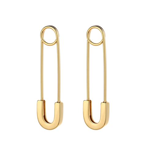 Sterling Silver Safety Pin Earrings In 14k Gold Amy And Annette