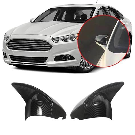 NINTE Mirror Cover For Ford Fusion Mondeo 2013 2020 Carbon Fiber Style