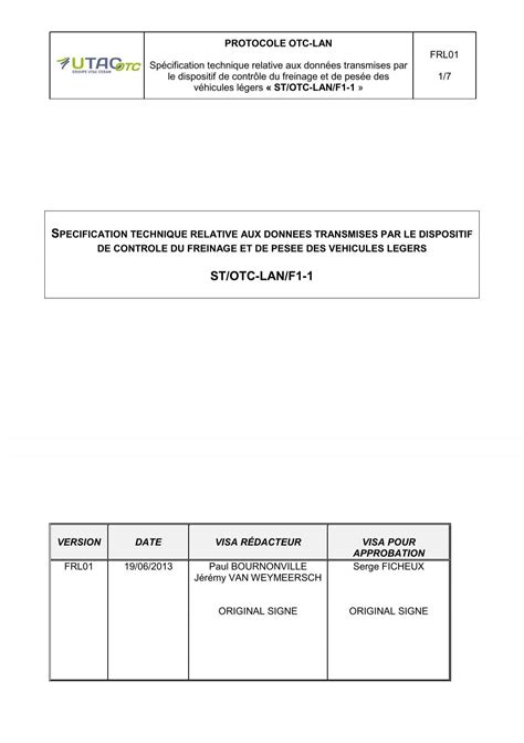 CAHIER DES CHARGES â PROTOCOLE GIEGLAN UTAC OTC