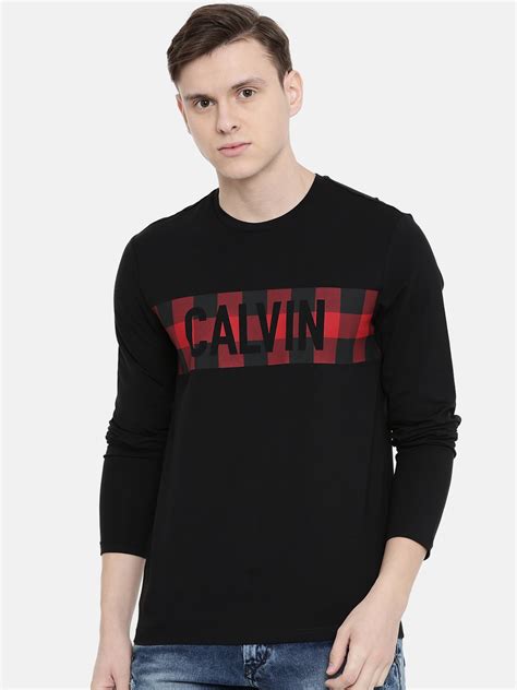 Buy Calvin Klein Jeans Men Black Printed Slim Fit Round Neck T Shirt Tshirts For Men 10268163