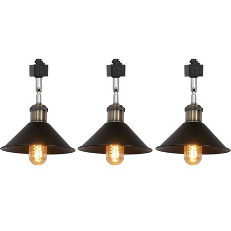 FSLiving Adjustable Angle H Type Track Pendant Light E26 Bronze Base