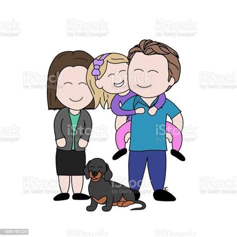 Four Character Cartoon Drawing Family Stock Illustration - Download Image Now - Cartoon ...