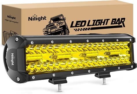 Amazon Nilight 12Inch LED Light Bar Blue Triple Row 240W Spot