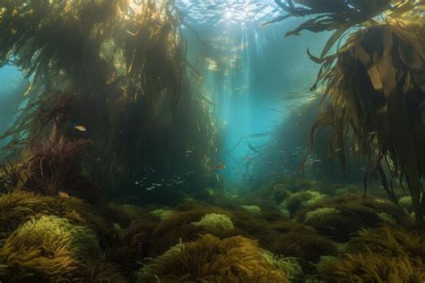 Enorme Bosque De Algas Marinas Con Card Menes De Coloridos Peces