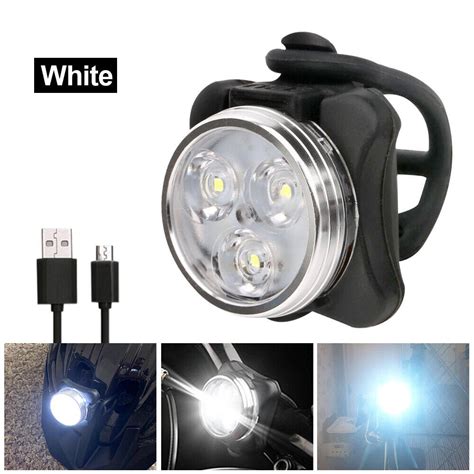 Usb Rechargeable Led Bike Lights Set Headlight Taillight Caution