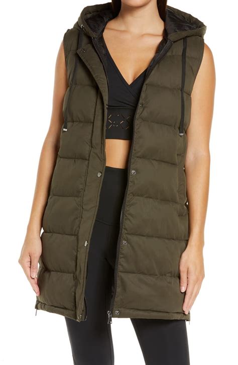 Zella Long Hooded Puffer Vest Nordstrom