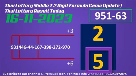 Thai Lottery Middle T Digit Formula Game Update Thai Lottery Result