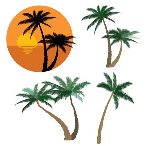 Palm tree set. Nature floral design elements. Tropical plant trees ...