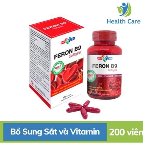 Bổ Sung Sắt Feron B9 Mediphar Usa Lọ 200 Viên Nang Mềm Bổ Sung Sắt Và Các Vitamin Tạo Máu