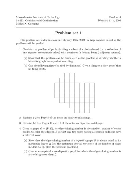 Massachusetts Institute Of Technology Handout 4 18 433 Combinatorial