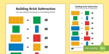 Building Brick Subtraction Worksheet Worksheet Twinkl