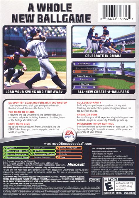 Mvp 06 Ncaa Baseball 2006 Box Cover Art Mobygames