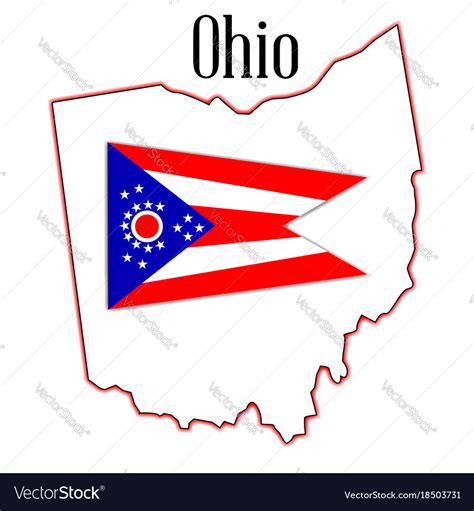 Ohio state map and flag Royalty Free Vector Image