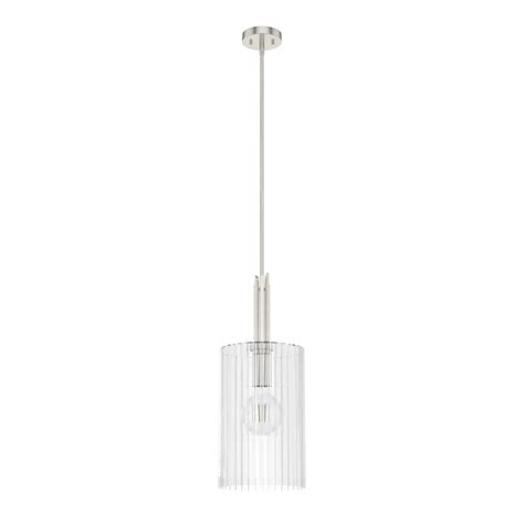 Hunter Gatz Brushed Nickel With Clear Glass 1 Light Pendant Ceiling Light Fixture 407xhad