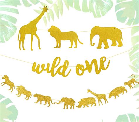 Buy Jevenis Glitter Wild One Banner Jungle Safari Theme Banner Safari