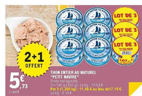 Promo Thon Entier Au Naturel Petit Navire Chez E Leclerc Icatalogue Fr