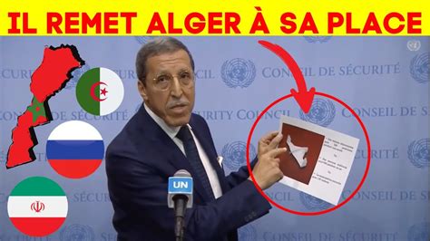 Point De Presse Onu Omar Hilale Met Lalgérie Devant Ses