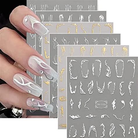 Amazon Sheets Silver Nail Art Stickers Decals D Self Adhesive