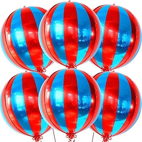 Big Red And Blue Carnival Balloons Pack Of Circus Decorations